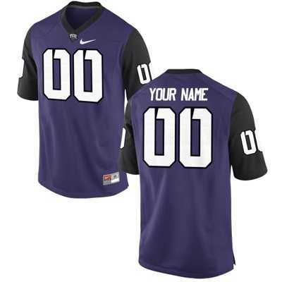 Men's TCU Horned Frogs Customized Replica Football 2015 Purple Jersey-0